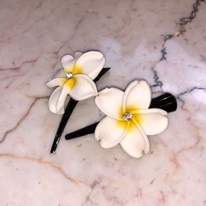 Plumeria flower hair clips